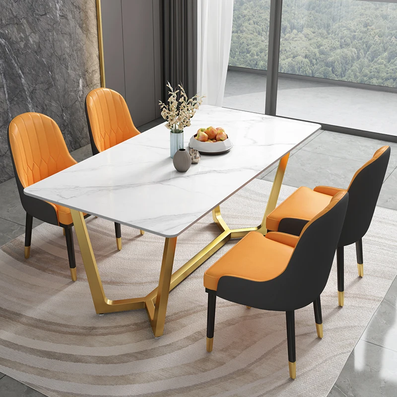 
Hot sale modern simple marble dining table and chair combination sets for home use 