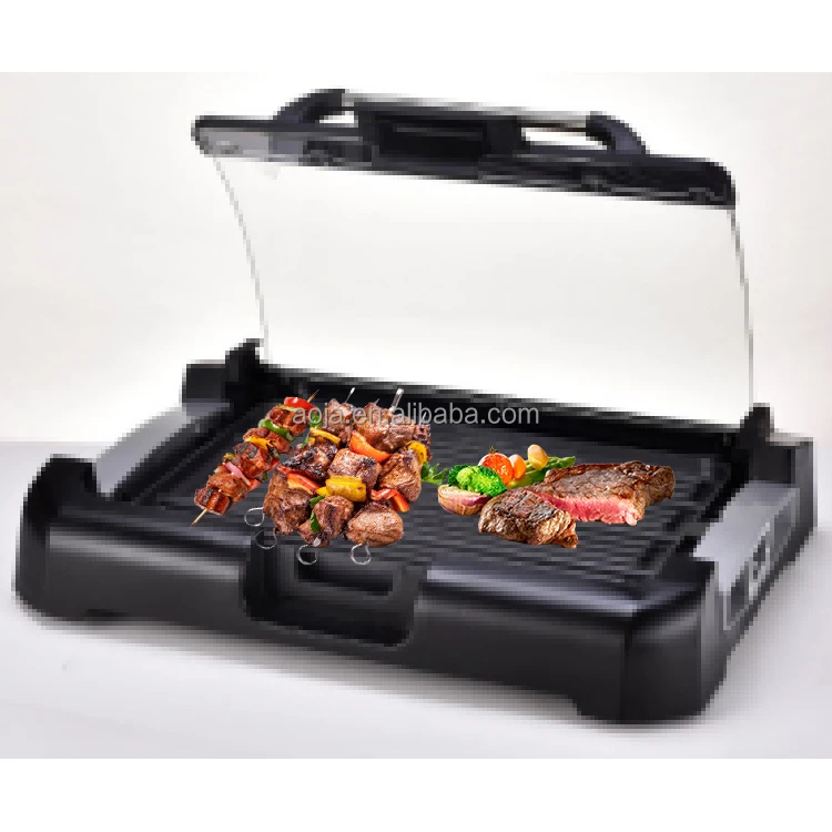AOJA Electric Kitchen Appliance Luxury Reversible Grill for Fried Beef Squid Cast Iron Electric Plancha Smokeless BBQ Grill Pan
