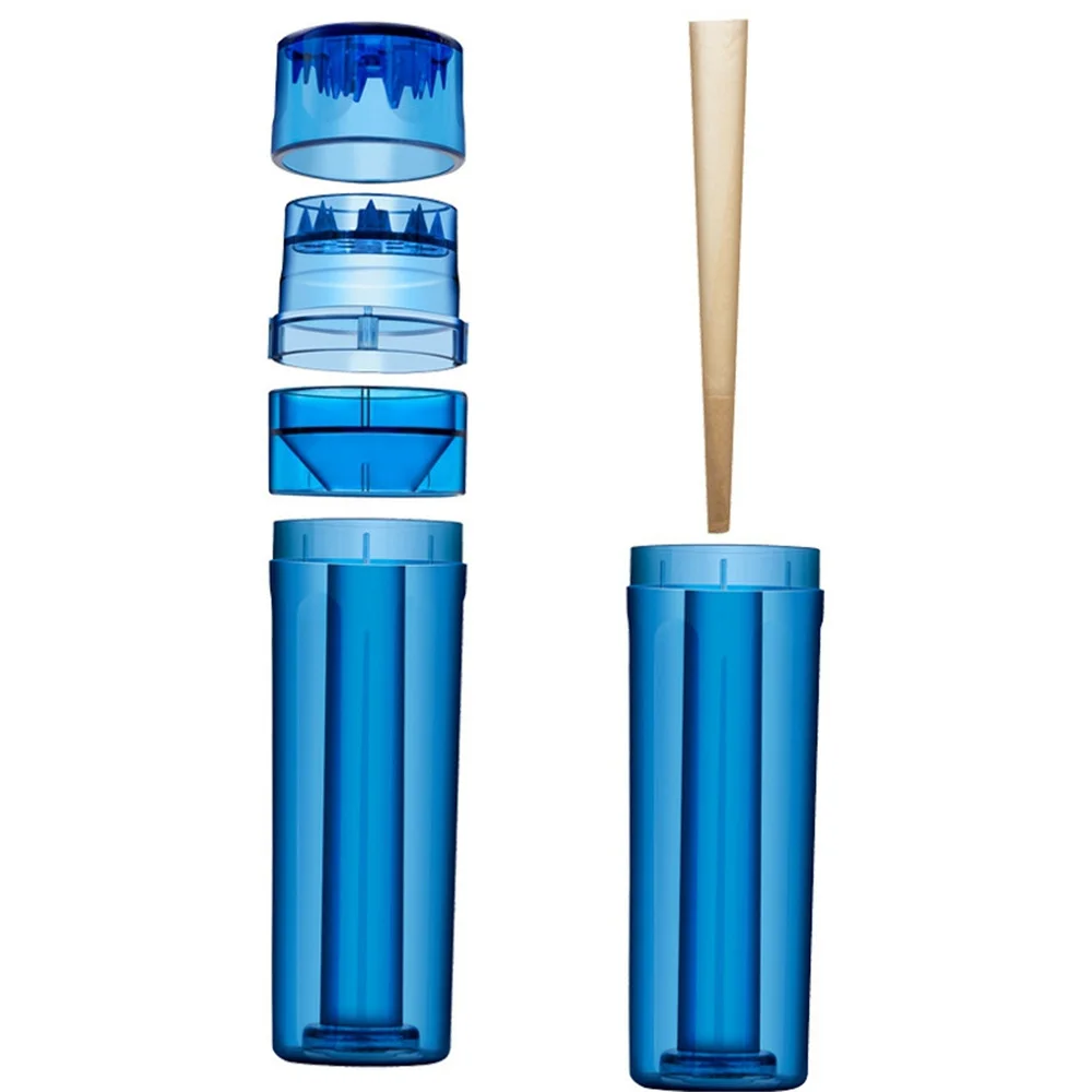 Wholesale plastic manual tobacco herb grinder with tube storage roller grinder roller with custom logo smoking accessories