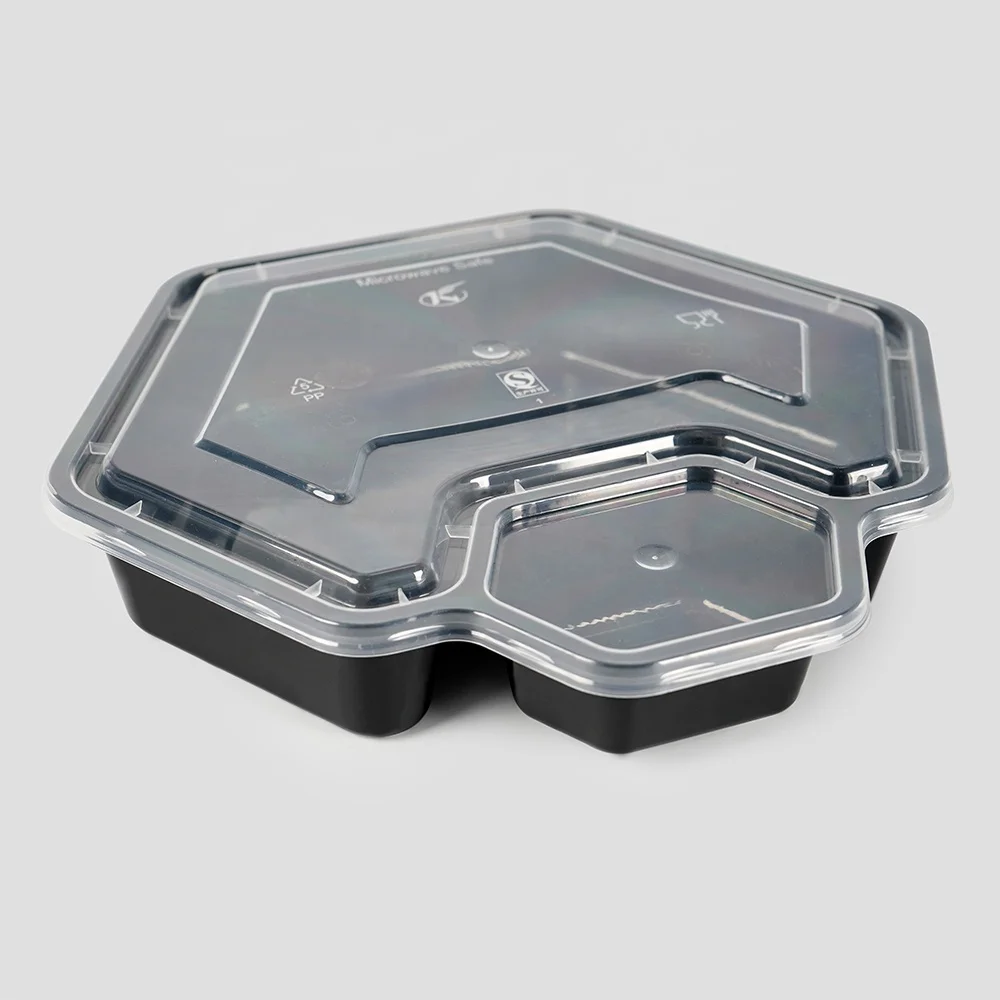 microwave safe thicken disposable plastic takeout box dumpling container with sauce compartment