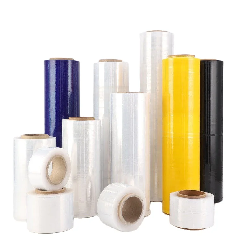 Plastic Pe Protective Strech Cling Wrapping Hood Film Elasticizzato LLDPE Pallet Hand Stretch Wrap Jumbo Roll Film