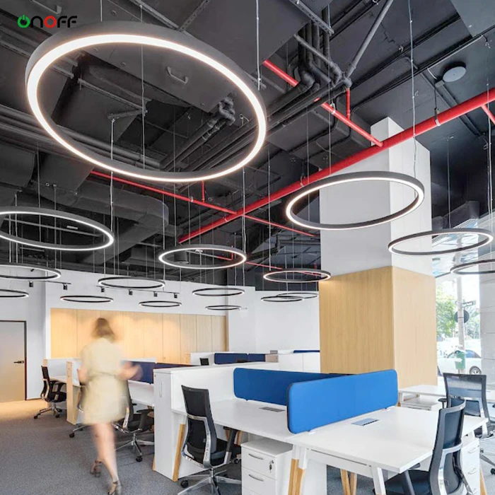 1.5m 2m diameter round circle led light office suspended ceiling light with hanging wires