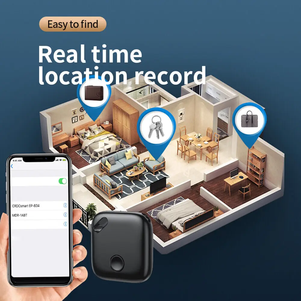 Smart Tag GPS Locator Tracking Device No Need Download App Item Finder for Keys, Wallet, Luggage