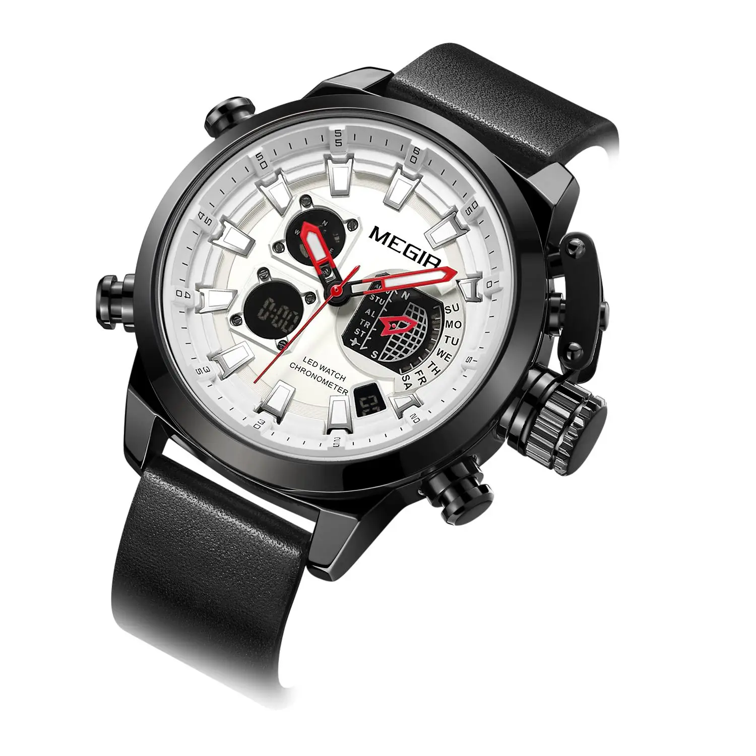 MEGIR 2090 Dual Display Sport Watch for Men Digital Analog Quartz Watch Clock Man luxury Watches Relogio Masculino
