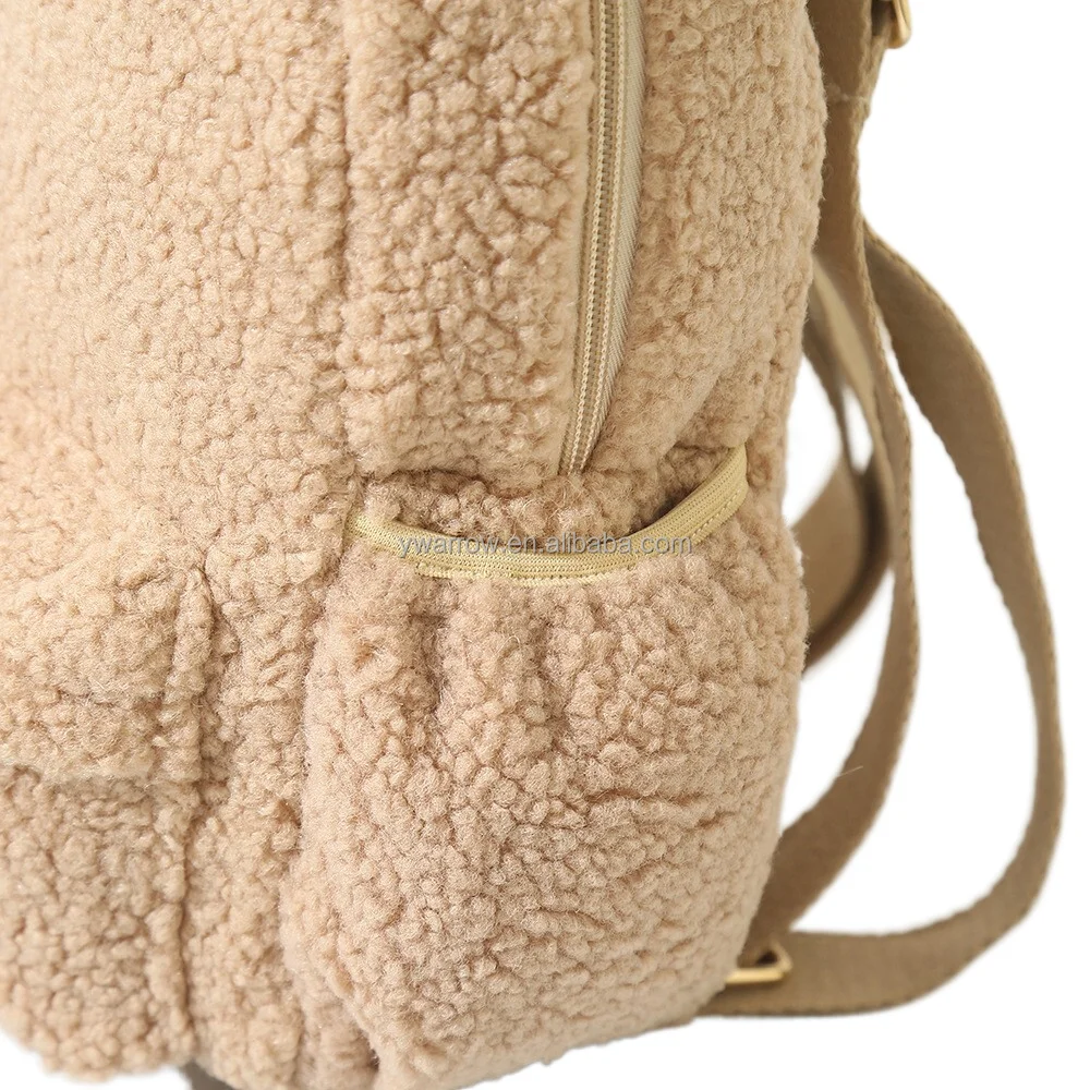plush fur teddy bag kids travel Hiking girl plush teddy backpack kids plush toddler backpack Teddy fur bag with front pocket