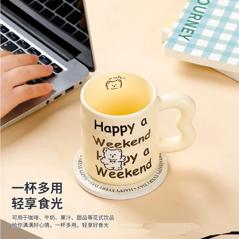 11oz Ceramic Mug Cute Cartoon Design European Porcelain Coffee Tumbler Christian Gifts Tea Beer Water Handle Back School Party