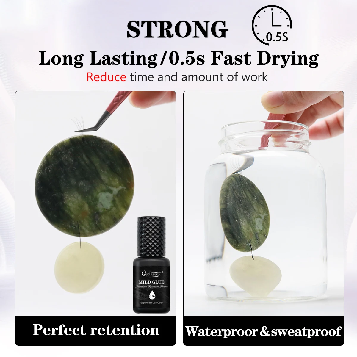 Qeelasee Mild  0.5s Fast Dry  10ml Volume  Glue  Customized  OEM  Private Label  factory price Eyelash  Extension  Glue