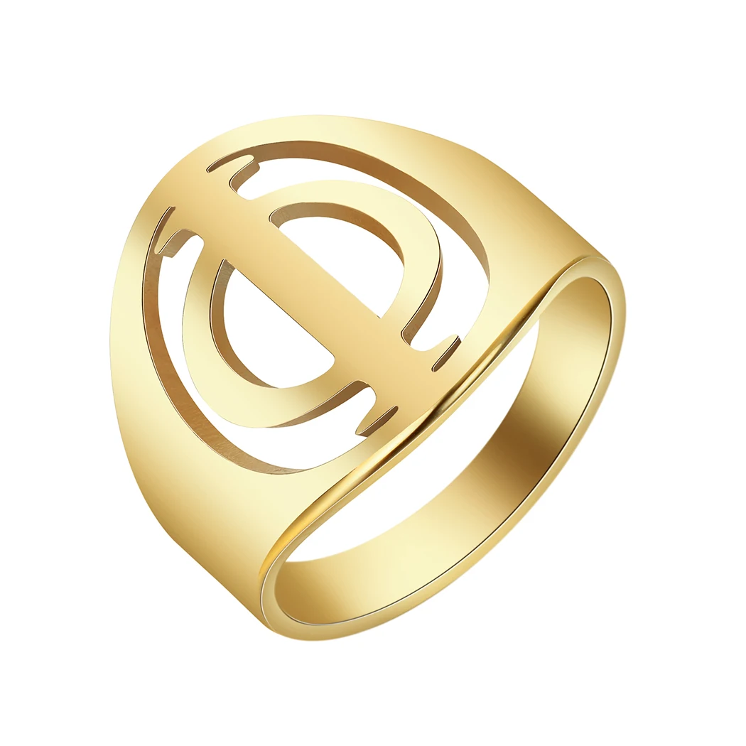 Stainless Steel Greek Letter Phi Signet Ring in Sterling  Metal Symbol Ring Maths For Mother Day