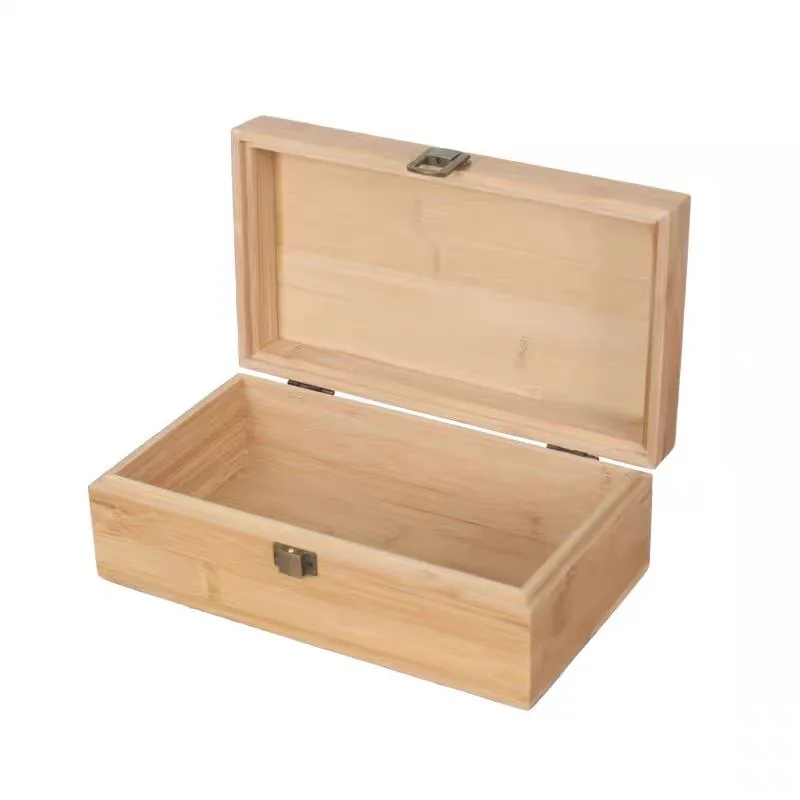 Japanese bamboo wooden storage box Rectangular solid wood with lock clamshell wooden box Tea essential oil bamboo gift box