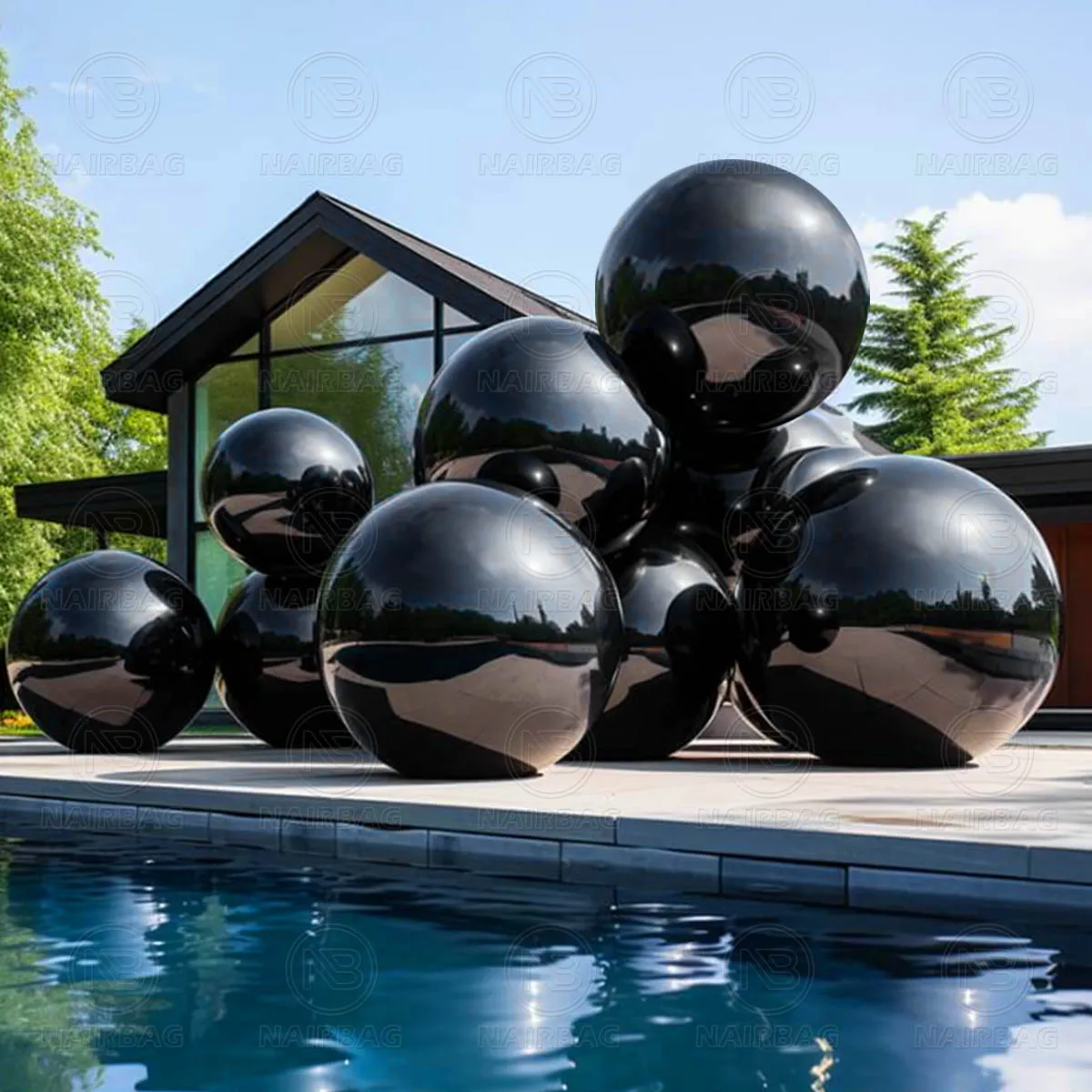 Large Black Inflatable Mirror Ball Big Shiny Balls Reflective Metallic Chrome Sphere Balloons For Wedding Parties Decorations