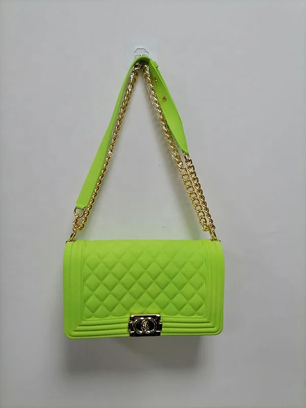 GW jelly purseSmall Amazon best selling colorful Fashion luxury rainbow purse lady candy handbag bag with chain