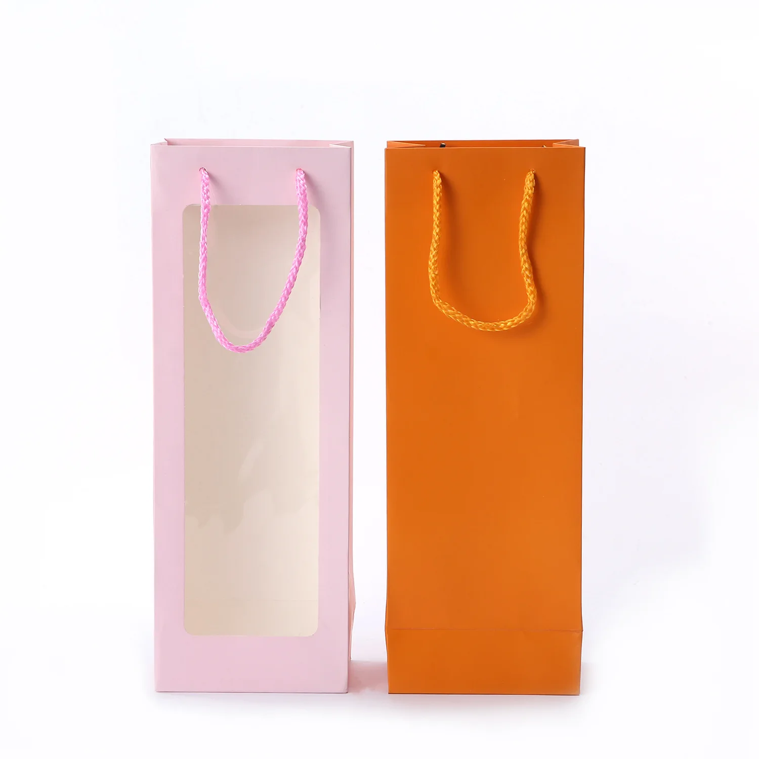 Wholesale Custom Printed Recycled Wine Bottles Gift Packaging Tote Kraft Paper Whisky Wine Bag