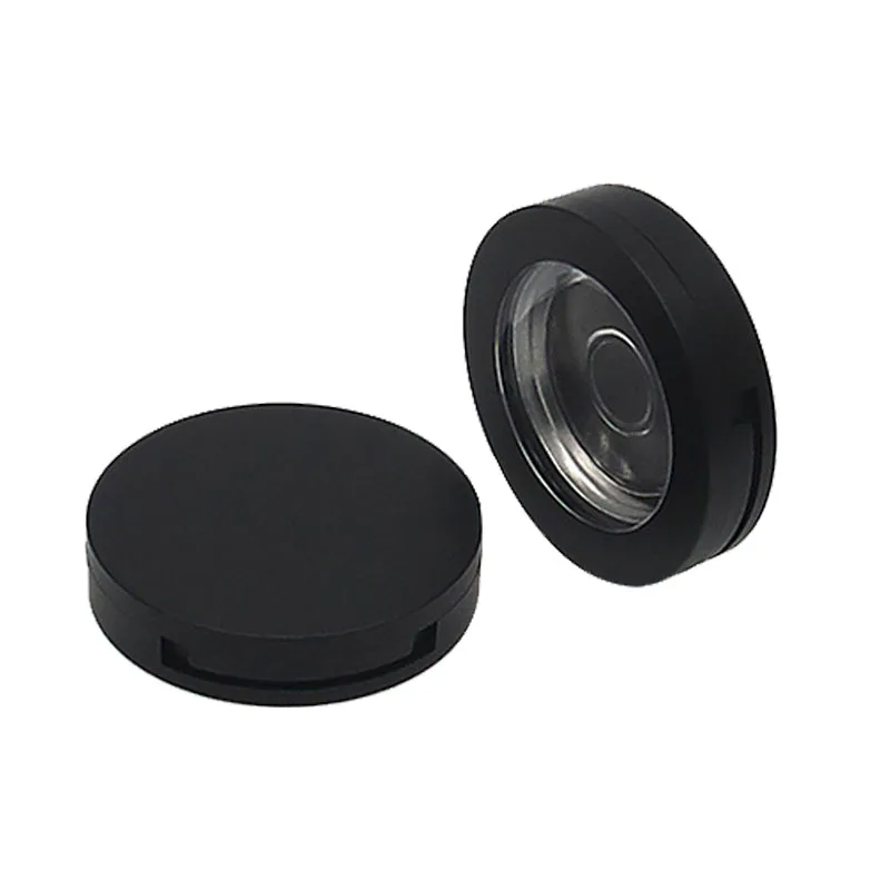 Stock Simple Style Matte Black Round Loose Powder Container With Mirror Empty Blush Compact Case/Box