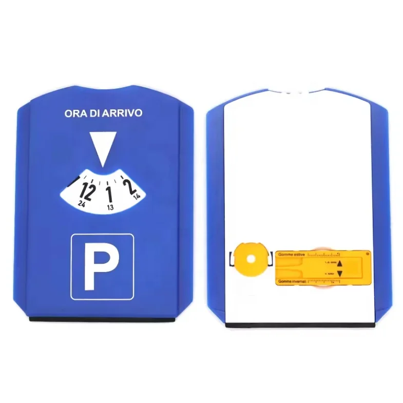 Promotional gifts plastic car ice scraper parking disc parking clock timer with tyre tread depth gauge