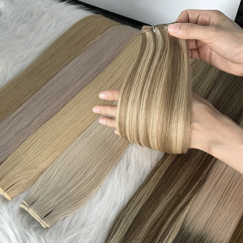 Русские тонкие невидимые гениальные волосы для наращивания двойные натянутые человеческие волосы гениальный уток