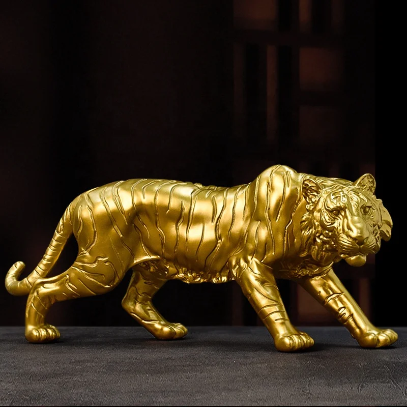 customized resin ornaments large gold tiger statue sculpture home desk decoration luxury
