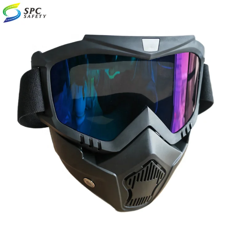 Adjustable Full Face protective Tactical Paintball Mask Motorcycle helmet Goggle Riding Goggles Mask with Detachable shield