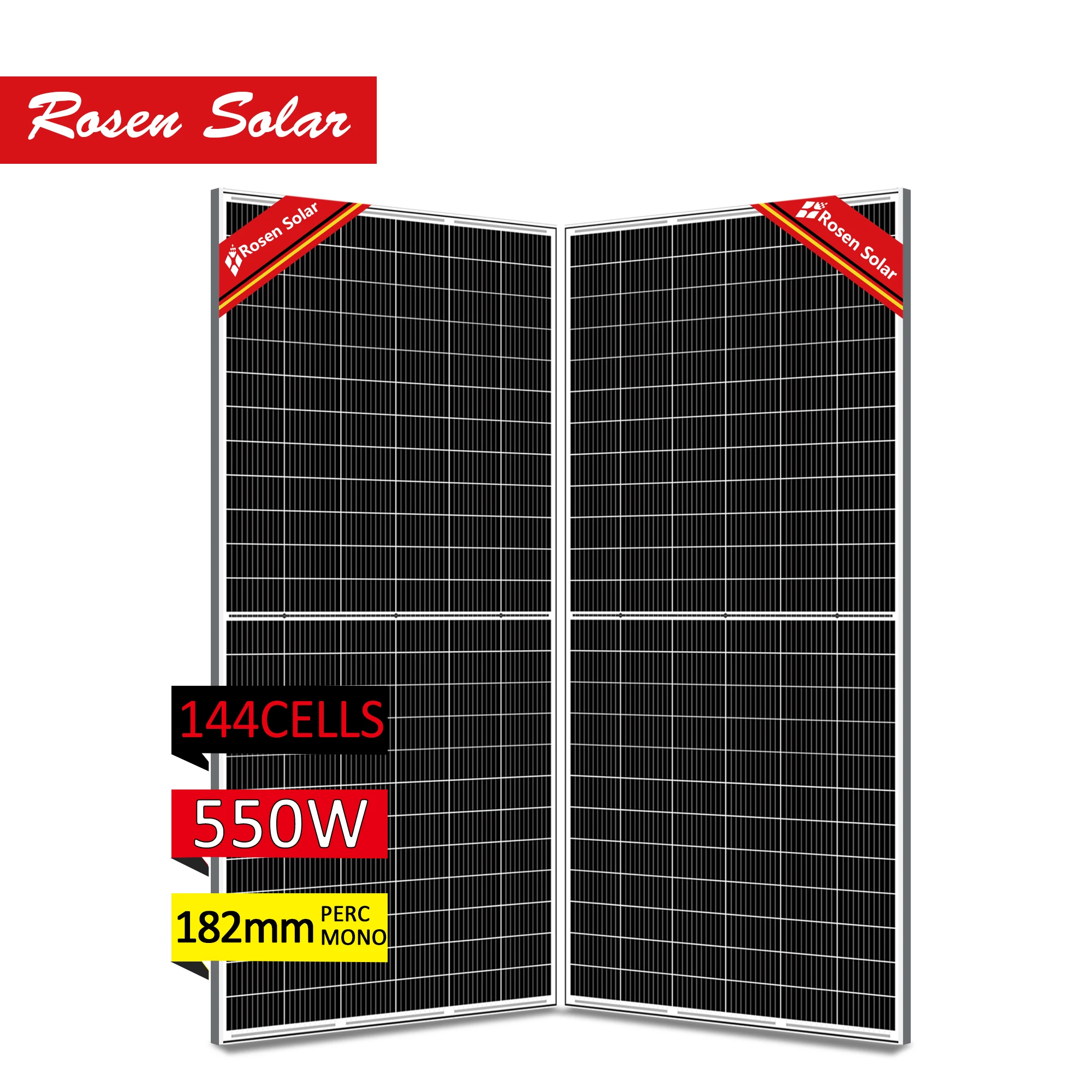 Wholesale Price Rosen PERC  Mono Half Cell 182mm 550w Solar Panels with High Efficiency