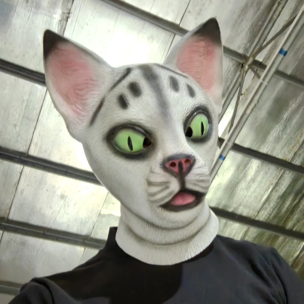 1pc Funny Halloween Animal Latex Masks Cat Full Face Mask Adult Head Cosplay Costume Halloween Props Masquerade Party Mask