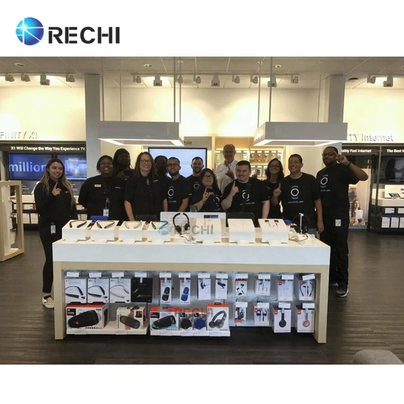 RECHI Custom Modern Electronic Store Fixture Furniture Cell Display Display Counter Table for Mobile Phone Shop Interior Design