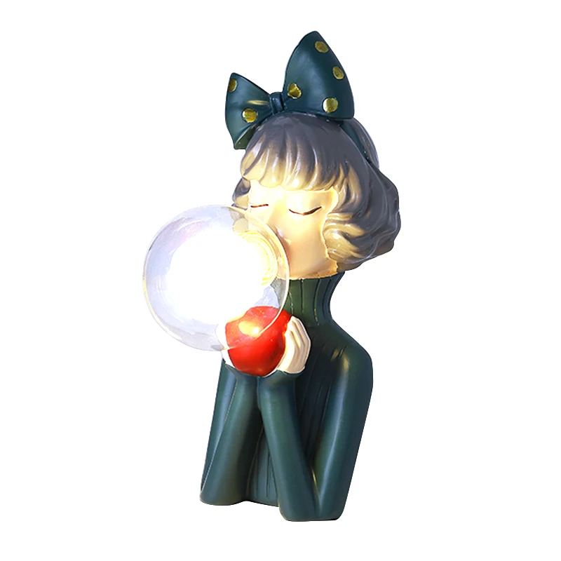 Nordic luxury human statue sculpture decoration table lamp hat girl decor figurine art resin table light