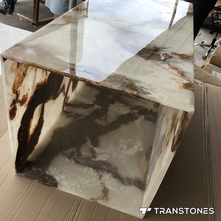 
Customized Translucent Artificial Onyx Marble Stone Decorated Alabaster Light Box 