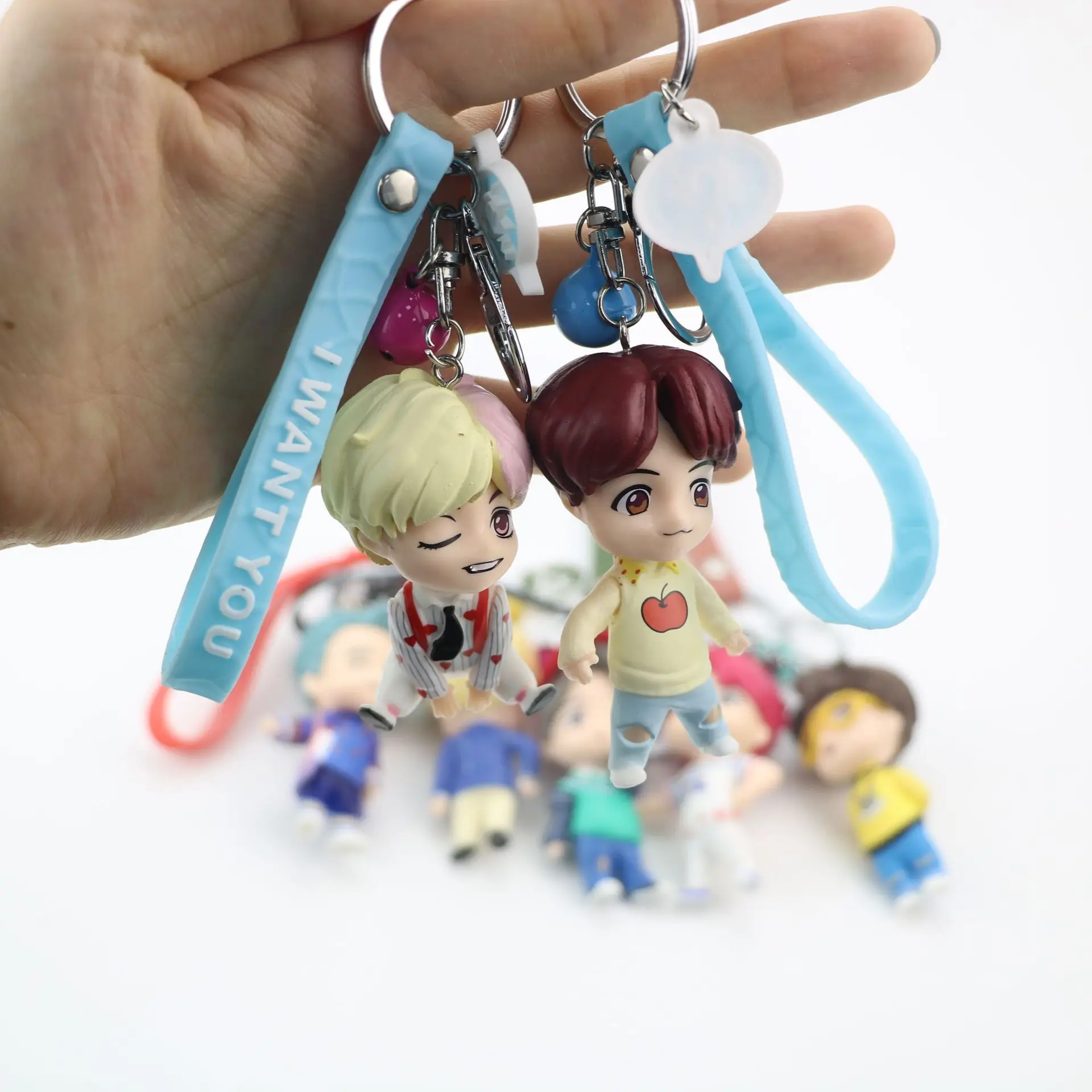 7 Styles Bangtan Boys Figure Toys keychain Korea KPOP Group Anime Figurine Model Decorations Cake Kids Gifts BT keychain