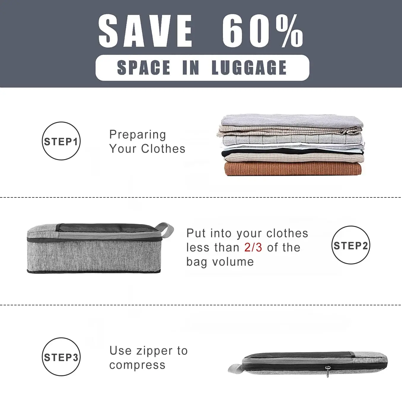 Customize 2023 Travel Expandable Compression Packing Cubes Organizer For Clothes 6pcs Packing Cubes With Ykk Zipper