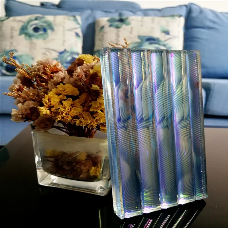 High Quality Modern  5mm 6mm 8mm Customized Dichroic Moru Pattern Glass Dazzle Colour Art Glass for Decoration