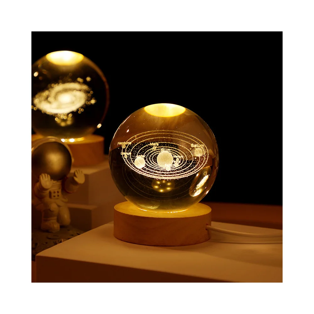3D Art crystal ball night lamp luminous crystal ball decoration led night lights desktop home decor