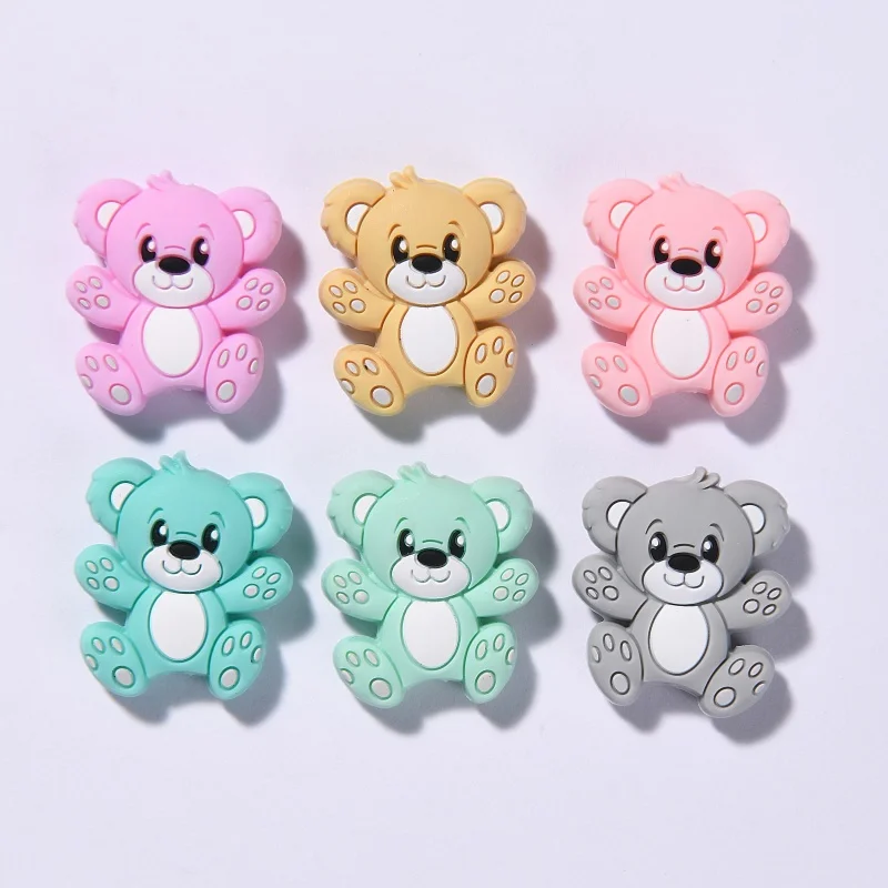 Custom  HS102 Hugging Bear Silicone Focal Bead teether baby toys food grade silicone  baby teether teething toys for babies