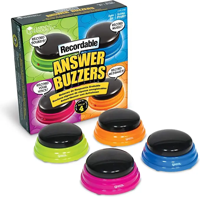 
Learning Resources Recordable Answer Buzzers Personalized Sound Buzzers Talking Button Bells Pet Talking Buttons 