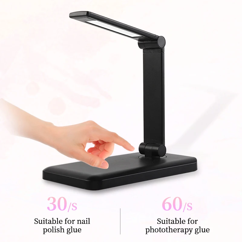 Professional nail dryer 12w mini uv lamp led gel nail lamp cordless rechargeable fold 10pcs beads table desk lamp
