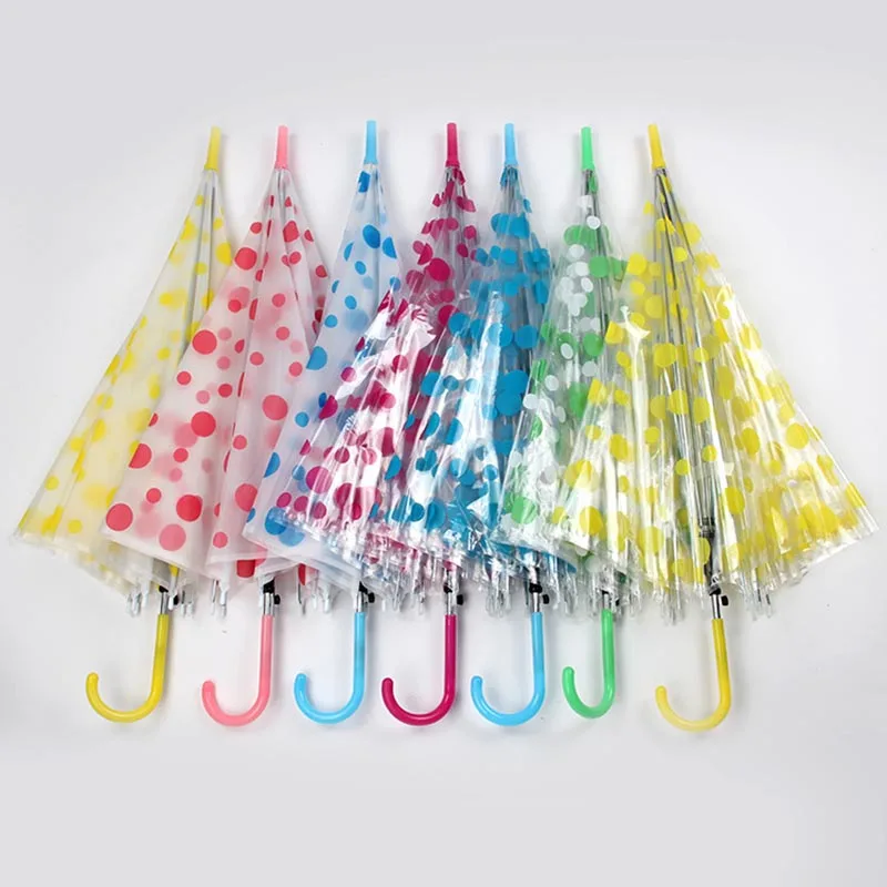 Fashion Women PVC Clear Cheap Umbrella Polka Dot Transparent Umbrella Rainbow Colorful Umbrellas