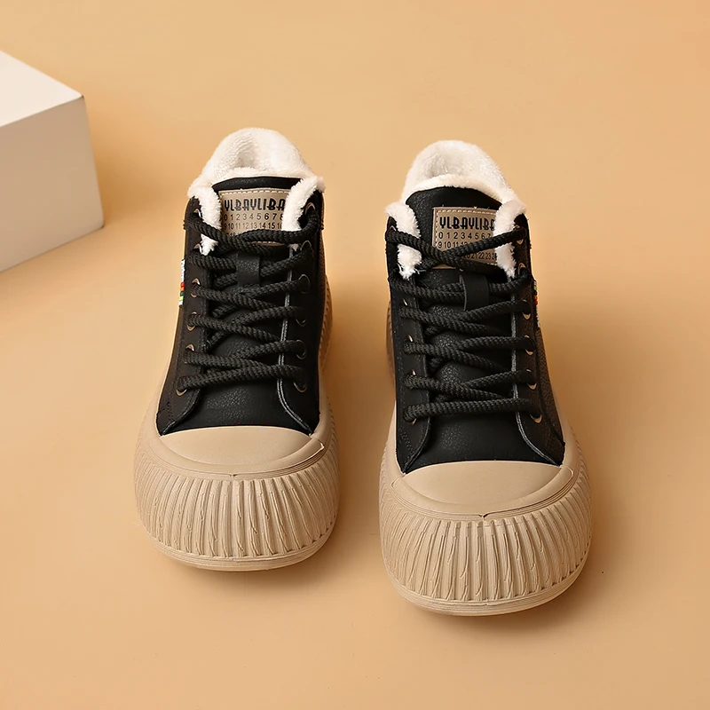 Wholesale Furry Walking Casual Wear-resistant Sneakers comfortable Cotton-padded Shoes Outdoor Thick-soled Snow Boots Women