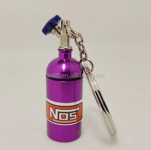 Creative New NOS Mini Nitrous Oxide Bottle Keyring Key Chain Keyfob Stash Pill Box Storage Turbo Keychain
