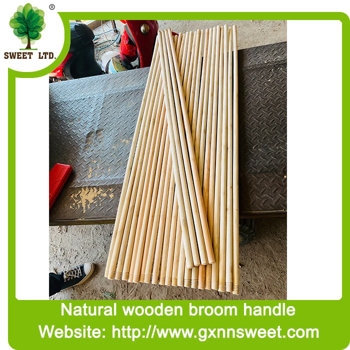 China Machine Making Plastic Sweeping Long Wooden Stick Broom Handle With Italian Threading for Squeegee