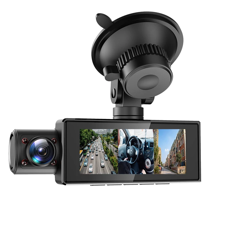 1080P Dual Cabin Three Camera IR Night Vision GPS logger  Car Dash Camera Vehicle Black Box DVR