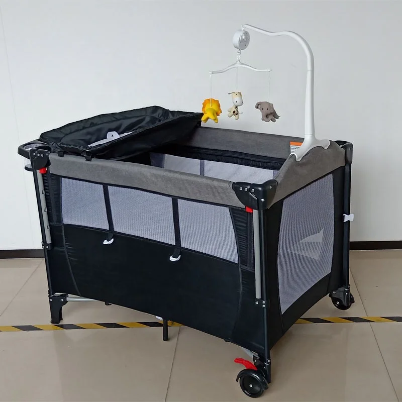 Wholesale Custom European EN Standard Indoor Outdoor Baby Playpen Bedside Crib Sleeping Crib Drop Side Travel Cot Baby Bed