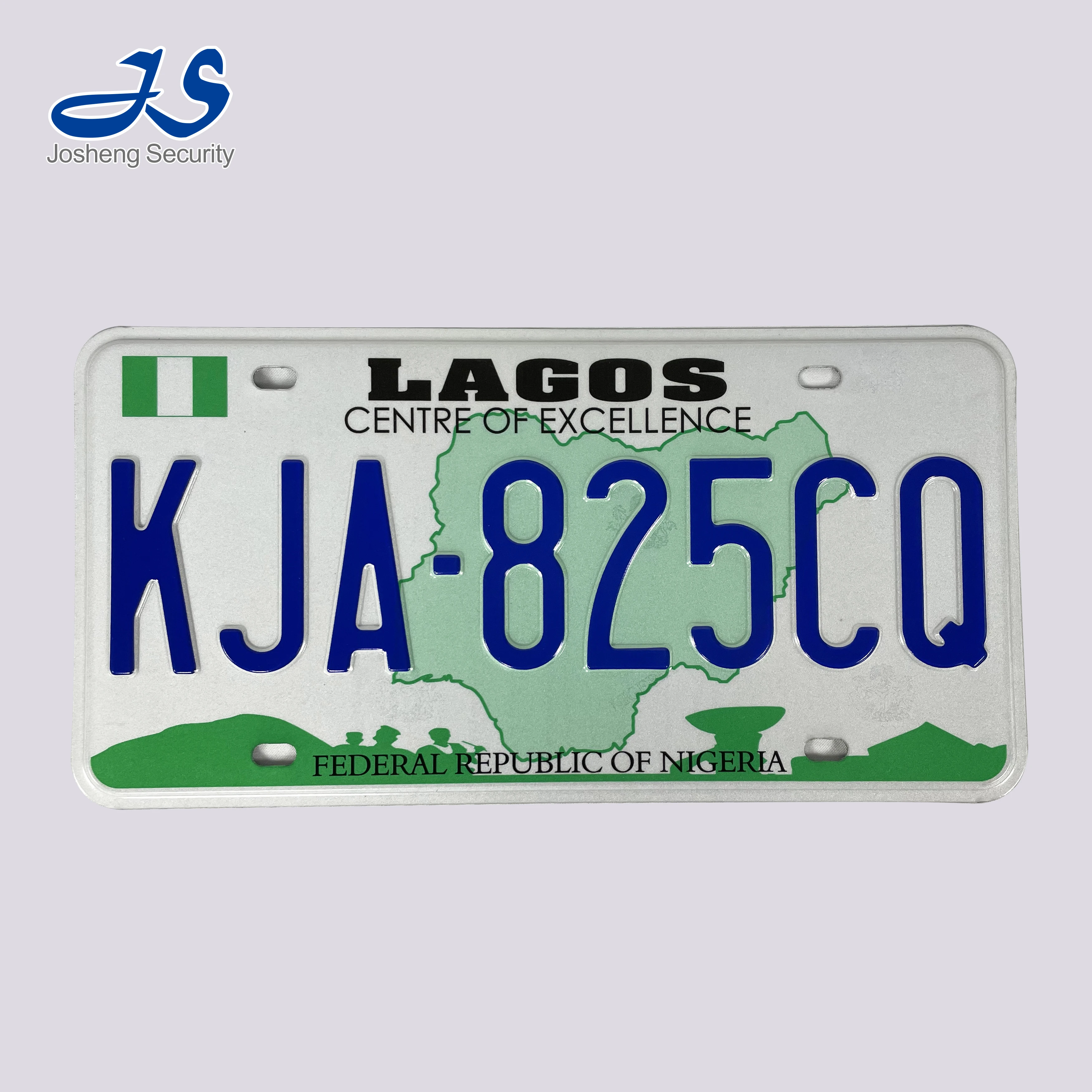 Nigeria Car Registration Plates Reflective film printing with custom requirement Aluminum Car Number plate with security design