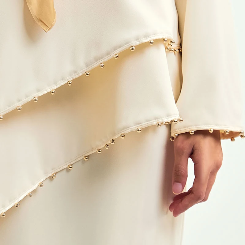 Custom beading blouses and long skirt 2 piece set kebaya indonesia women baju kurung 2023 malaysia modern muslim clothing