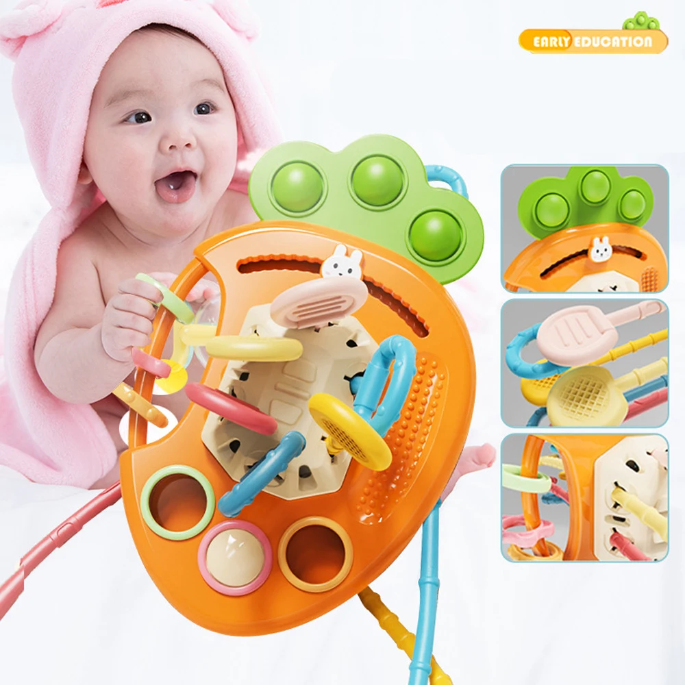 New products baby touch hand grasping Puzzle busy ball Cute radish Flying Disc design gnawed teeth gum grip ability training toy