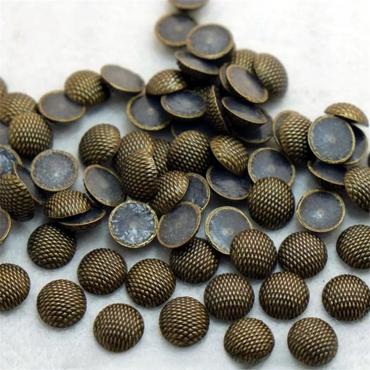 Customized Surface Treatment Pattern Round Convex Soft Gold Star Hot Fix Nailhead For Decoration