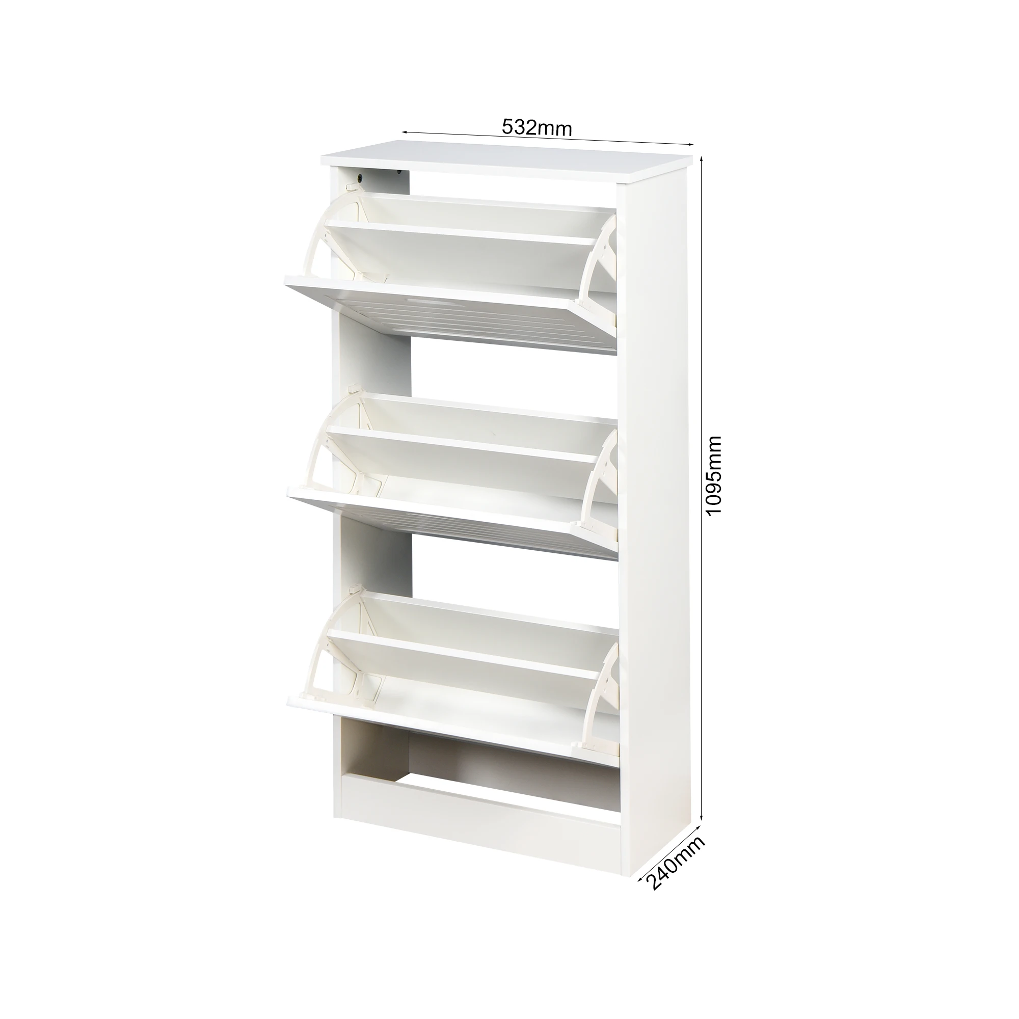 Elegant Large Capacity 3 Doors White Shoe Rack Storage Modern Wooden Shoe Cabinet