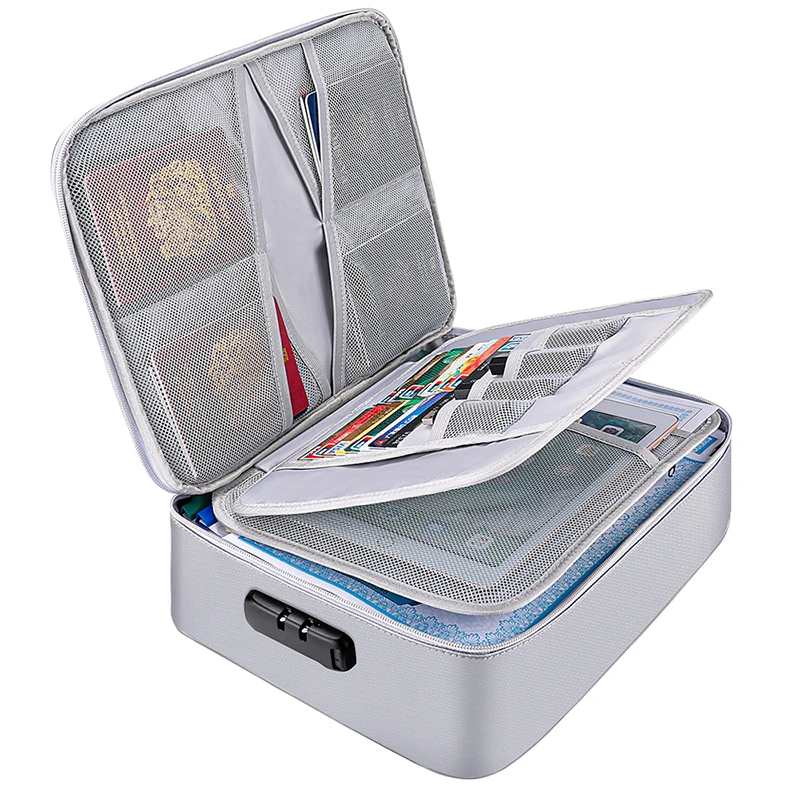 YIHUAXING Factory Wholesale Travel A4 Document Bags Portable Fireproof Document Bag with Lock Safe Storage for Important Files