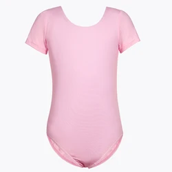 Pink Leotards Ballet for Girls Classic Short Sleeve Ballet Dance Gymnastics Dress Ballerina Tutu Outfit Stage Dance Wear