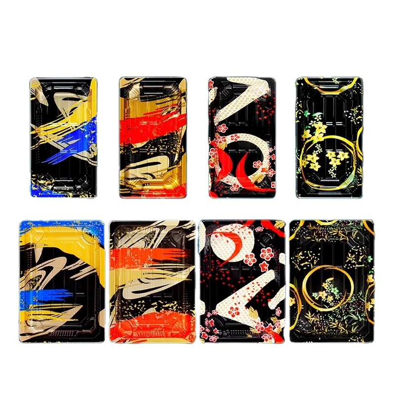 Hot Sale Printed Flower Plastic Disposable Sushi Packing Box with Lid for Packaging