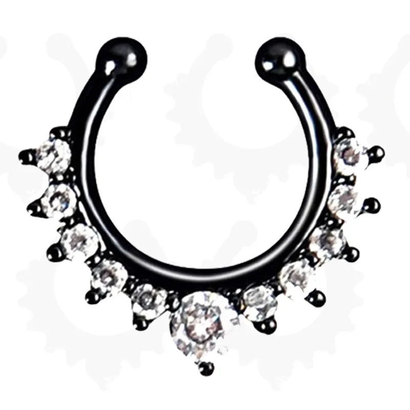 Alloy Diamond False Nose Rings Nose Nail Body Non Hole Nose Clip Puncture Jewelry