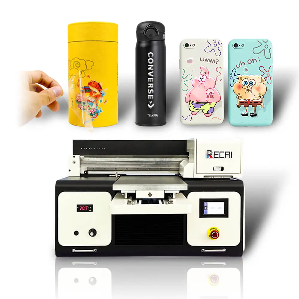 Hot Selling RECAI CMYK W W + 6 Varnish UV DTF Sticker Printer with DX8 Heads for Epson