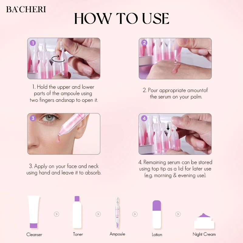 OEM Vitamin B12 Collagen SkinCare Anti Aging Hydrating Anti Acne  Hyaluronic Acid Ampoule Face Skin Care Facial Serum